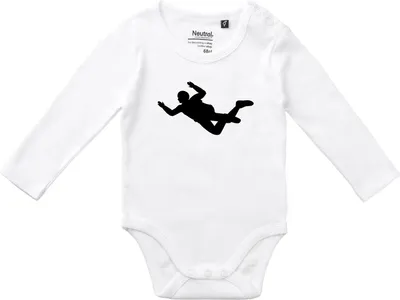 Produktbild von Huuraa Baby Body Skydiving Silhouette 68 White  Baumwolle Fairtrade Langarmbody Geschenkidee