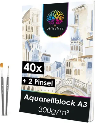 Immagine prodotto di Carta per acquerello A3 - 40 fogli da 300 g/m² - Gialla per la pittura ad acquerello