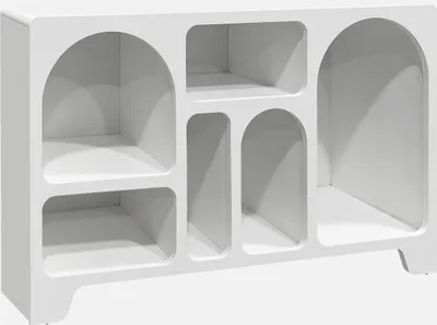 Immagine prodotto di Credenza organica a 6 scomparti effetto legno, 120cm, Bianco