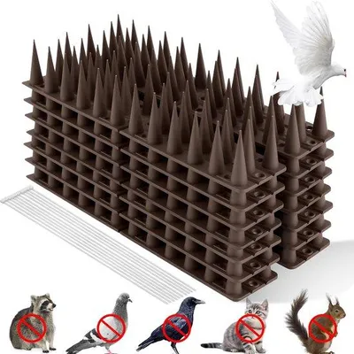 Produktbild von Famanu Vogelabwehrstifte aus Kunststoff 3,15 m / 14 Stück mit 10 Kabelbindern für Balkon und Dachgarten - braun