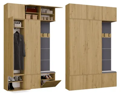 Zdjęcie produktu dla Garderoba HAGA III/2Sz1W DĄB ARTISAN 2x Szafa + Wieszak