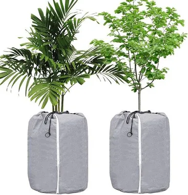 Zdjęcie produktu dla Osłony na donice – termiczne – 2 sztuki – ochrona przed zimą – pokrowce ochronne na rośliny – oddychające – 45 x 50 cm