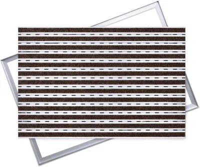 Produktbild von POLENTEX Aluminium Fußmatte für Türen mit Rahmen 100x60 cm, verstärkt 12 mm, Textil, objektgeeignete Eingangsmatte für Innen, Rips Farbe: Braun