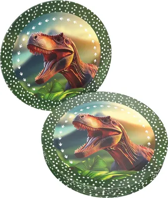 Produktbild von Dino Teller Realistisch – 8er-Pack, Ø 23 cm, starke Pappteller für Dinopartys