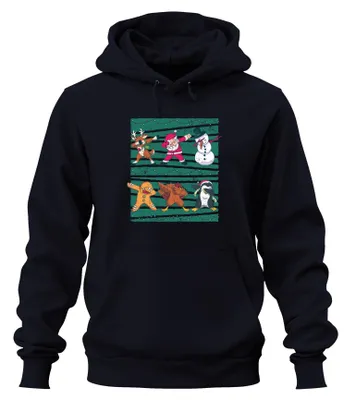 Produktbild von Dabbing Rentier Santa Schneemann - Weihnachten Hoodie Kapuzenpullover, Navy, S