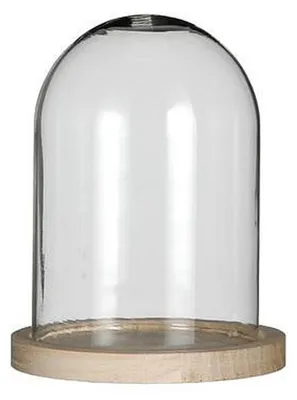 Produktbild von Ideas 4 Seasons Deko-Glocke - Glas - Holztablett - D12 x 16 cm