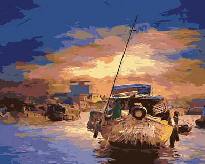 Produktbild von Zuty - Malen nach Zahlen - BOOTE IN VIETNAM, 40x50 cm, mit Keilrahmen (bereits gespannt)