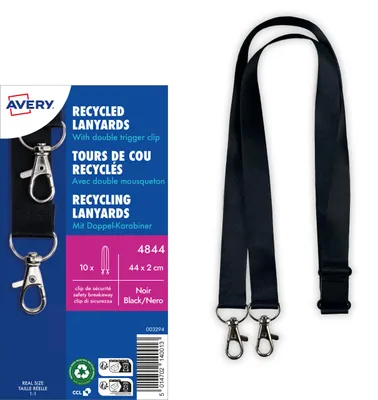 Immagine prodotto di AVERY Zweckform 4844 AVERY Cordino con doppio moschettone, 20 x 440 mm, nero