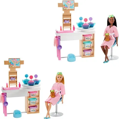 Immagine prodotto di Barbie Wellness maschera viso con bambola (bionda) con argilla da modellare, bambola da vestire
