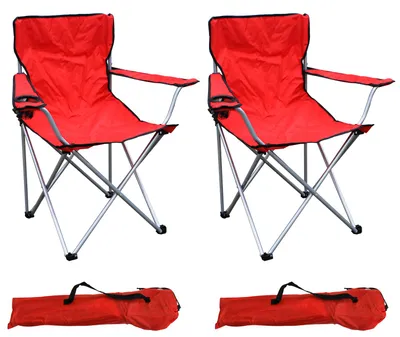 2 Stück Anglerstuhl Campingstuhl Faltstuhl rot Getränkehalter Tasche bis 120kg
