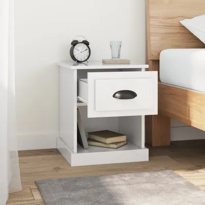 Produktbild von " "Nachttisch Elegantes Design - Beistelltisch - Nachtschrank - Hochglanz-Weiß 39x39x47,5 cm Holzwerkstoff NeuMöbel 8161631