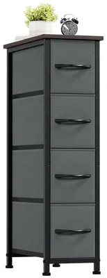 Productafbeelding van Kastje met 4 lades, smal, antracietgrijs, 48x20x75 cm
