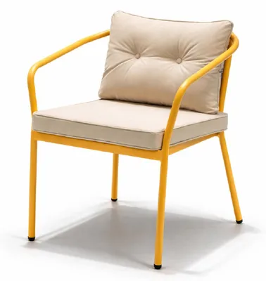 Produktbild von Stuhl Moderner Stil Beige Orange Farbe Metallrahmen Weiches Sitzpolster