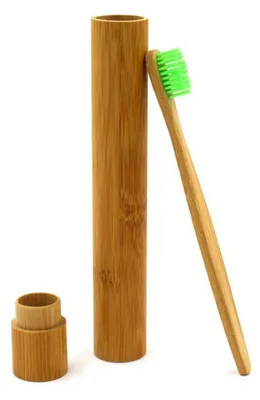 Zdjęcie produktu dla Pojemnik na szczoteczki do zębów, bambusowy, przenośny, ekologiczny, do podróży, pojemność 21 cm