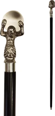 Produktbild von Last der Welt Spazierstock aus Holz mit silbernem Griff aus Metall