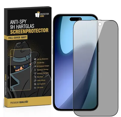 Produktbild von 1x Blickschutz 9H Panzerglas für iPhone 17 Full-Screen Protector Anti-Spy Anti-Reflex matt entspiegelt Schutzglas Displayschutz