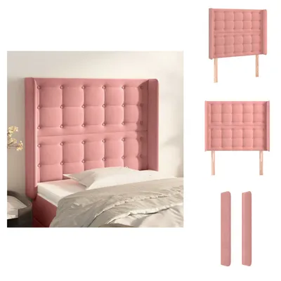 Produktbild von vidaXL Kopfteil mit Ohren Rosa 83x16x118/128 cm Samt -  Kopf- & Fußenden