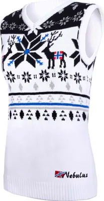 Zdjęcie produktu dla Nebulus sweter norweski SLEEVER damski, ciepły sweter, elegancki sweter w stylu norweskim, P6305 - Damski, biało-czarny, S/36
