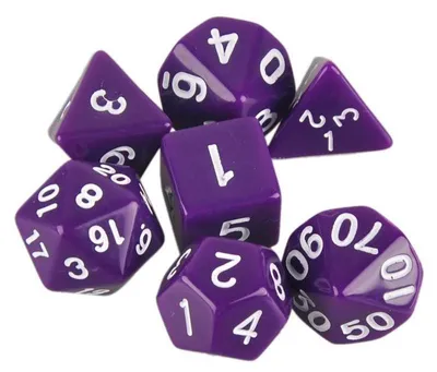 Productafbeelding van Een set van 7 dobbelstenen voor Dungeons & Dragons en (paars)