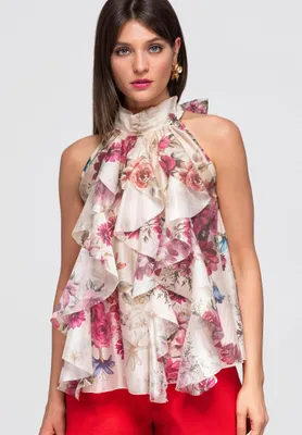 Produktbild von LARICA Bluse Halter Dekolleté Romantisch OW-TS-E0040 rose ONESIZE