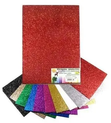 Zdjęcie produktu dla Pianka mikroguma brokat 20x30cm 10 arkuszy - Galeria Hobby