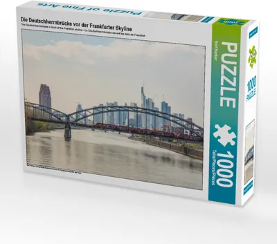 Produktbild von CALVENDO Puzzle Die Deutschherrnbrücke vor der Frankfurter Skyline | 1000 Teile Lege-Größe 64x48cm Foto-Puzzle für glückliche Stunden