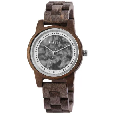 Produktbild von Raptor Damen Uhr Holz Armbanduhr grau silber Holzuhr RA10210-001