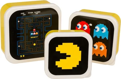 Produktbild von Lunch Snack Boxen Pac-Man 3in1 Set Lunchbox Brotbox Snackbox Pausenbrot