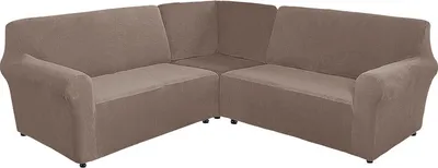 Produktbild von (Taupe) 5-Sitzer-Sofabezug aus Samt in L-Form Elastischer Sofabezug, waschbarer Sofabezug