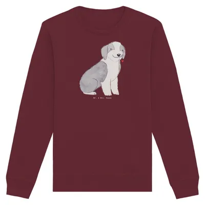 Produktbild von Mr. & Mrs. Panda Baumwoll Pullover Bearded Collie Moment Größe XL - Burgundy - Geschenk, Pulli, Sweater, Sweatshirt, Britischer Hütehund