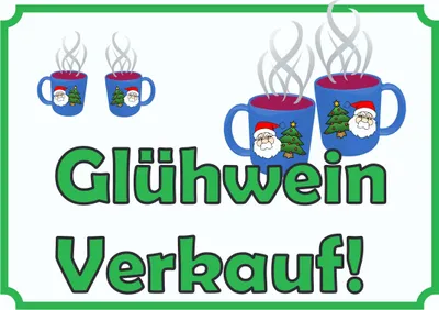 Produktbild von Glühwein Verkaufsschild Schild A4 Rückseite selbstklebend
