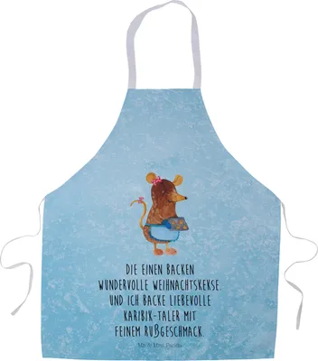 Produktbild von Mr. & Mrs. Panda Schürze Maus Kekse - Eisblau - Geschenk, Küchenzubehör, Weihnachten, Kochschürze, Backen, Kellner, Winter, Grill, Plätzchen, Backschürze