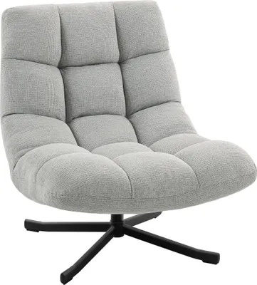 Produktbild von Sessel Drehbar Loungesessel mit Breiter Sitzfläche, wasserabweisend Chenille-Optik, gekreuzt Stahlbeine, Hellgrau