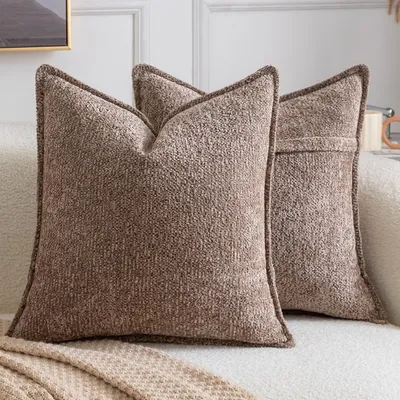 Obrázok produktu pre Sada dvoch dekoratívnych obliečok na vankúše, 60 x 60 cm, hnedá, materiál: chenille