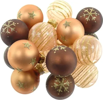 Produktbild von Christbaum-Micro-Kugeln Braun & Goldfarben 3er mix Ø 3 cm aus Glas - 9er Set