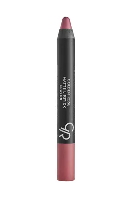 A single lipstick crayon standing upright against a white background.