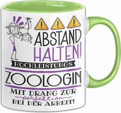 Produktbild von Zoologin Tasse Geschenk Lustig Abstand Halten Hochleistungs-Zoologin Mit Drang Zur Perfektion Bei Der Arbeit (Grün)