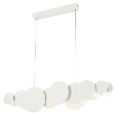 Produktbild von Casa Padrino Designer LED Hängeleuchte Weiß / Silber 82 x 8 x H. 38 cm - Luxus Pendelleuchte