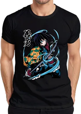 Zdjęcie produktu dla Męska koszulka Giyu Tomioka Demon Hunter Water Blade Anime Gift Collector, czarny, XL