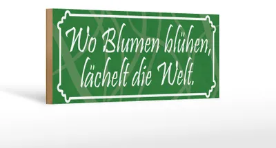 Produktbild von Holzschild Spruch 27x10cm Wo Blumen blühen lächelt