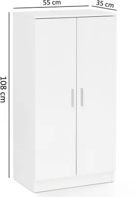 Obrázok produktu pre Skriňa na topánky MARTIN s 2 dvierkami biela 55x108x35 cm Regál na topánky