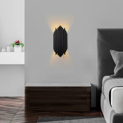Immagine prodotto di Opviq, lampada da parete in metallo, nera, 18 x 40 x 8 cm | IP20, attacco E14, max. 40 W | Stile moderno e industriale, ideale per soggiorni e uffici.