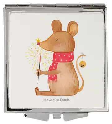 Produktbild von Mr. & Mrs. Panda Schminkspiegel Maus Weihnachten - Weiß - Geschenk, Klappspiegel, Kosmetikspiegel, Handspiegel, Kleiner Spiegel, Mäuschen, Frauen, Frohe, Weihnachtsmotiv