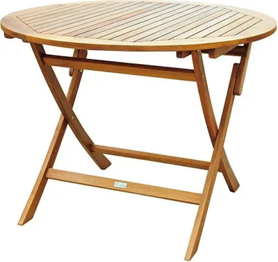 Produktbild von Gartentisch Jasper, Akazienholz massiv & geölt, runder Klapptisch 90x90 cm, Holztisch für Balkon, Terrasse, Wintergarten oder Garten, Balkontisch aus Massivholz