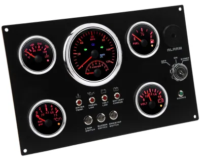 Obrázek produktu pro Sada přístrojů 12 V, 5 měřidel: rychloměr 0–120 mph, otáčkoměr 0–8000 ot./min, červené LED, manometr 0–5 bar, tlakoměr 0–73 psi – pro lodě, čluny a automobily