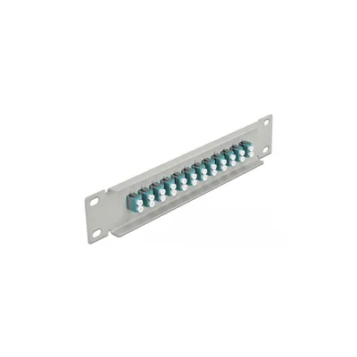 Produktbild von DeLOCK 10″ LWL Patchpanel 12 Port LC Duplex aqua 1 HE grau, Faser, LC, Aqua-Farbe, Grau, Metall, Rackeinbau, 1U