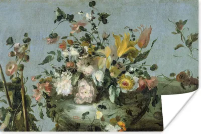 Produktbild von MuchoWow® Poster Blumen - Alte Meister - Ölfarbe 120x80 cm - Bilder