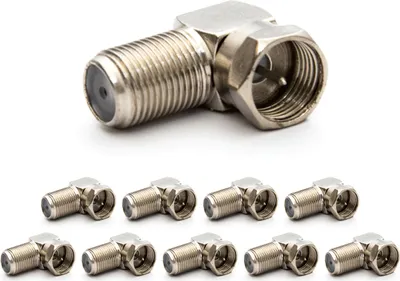 Produktbild von 10x PremiumX F-Stecker F-Kupplung 90° Winkel Verbinder SAT-Adapter