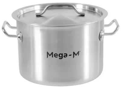 Zdjęcie produktu dla Garnek gastronomiczny średni ze stali nierdzewnej z pokrywką Mega-M Standard 14L 30x20 cm