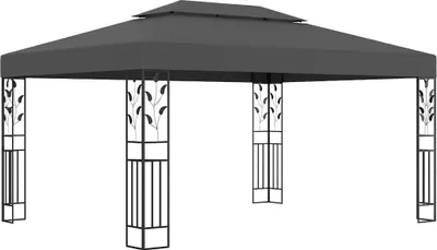 Produktbild von vidaXL Pavillon mit Doppeldach & LED-Lichterkette 3x4 m Anthrazit